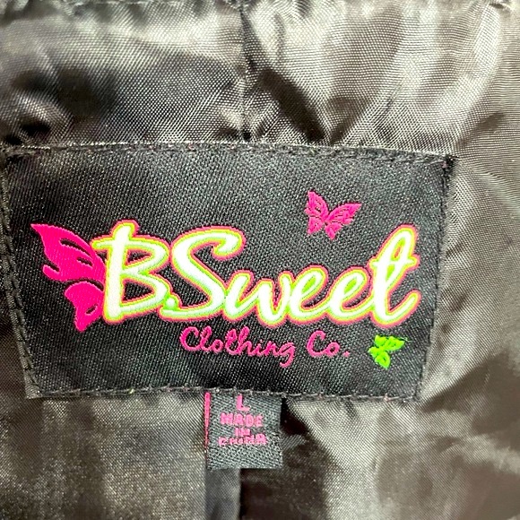 B SWEET Clothing Co women’s black bomber jacket size L NWOT never used - Picture 11 of 16